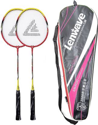 LenWave (LW-R033)- Aluminum Alloy Strung Badminton Racquet(set of 2) Red Strung Badminton Racquet