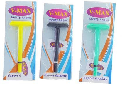 V Max Safety Razor ( Pack Of 3 ) with one blade, Men & Women
