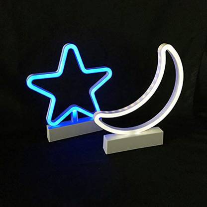 HOUSE OF QUIRK Moon Neon Light Decorative LED Neon Sign Night Light Art Wall Decor for Children Baby Room Hose Bar Recreational Wedding Party Decoration (White) Night Lamp
