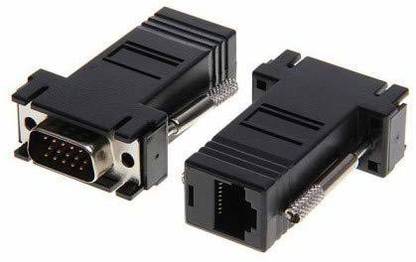 VOOCME VGA to RJ45 Converter Head VGA Extender to LAN Cat5/ Cat5e/Ethernet Adapter Wireless Ethernet Lan Adapter compatible with Windows, Linux, Mac