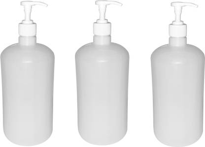 SPI White Round Bottle Emapty for Liquid Soap and Dispenser with Pump.1LTR[SET OF 3] 1000 ml Spray Bottle