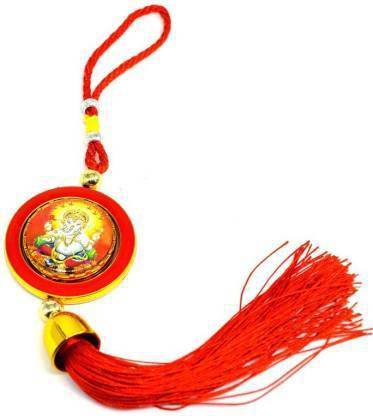 SMARTTRENDY Multicolour Ganesh Ji Car Hanging God Idol Two Side Frames in Colorful Thread (dori) Car Hanging Ornament