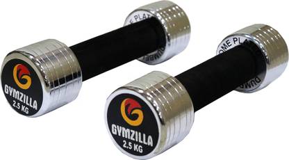 GYMZILLA Steel Chrome Fixed Dumbell Pair Of 2.5 Kg (2.5 Kg X 2 = 5 KG) Fixed Weight Dumbbell