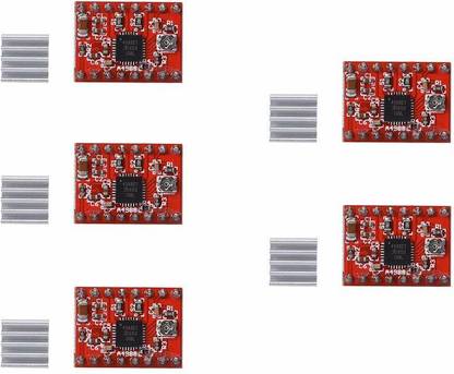 IDUINO 5Pcs A4988 Stepper Motor Driver Controller Ramps 1.4 Compatible Stepstick Motor Driver Module with Heat Sink for 3D Printer Green (A4988 red) Electronic Components Electronic Hobby Kit