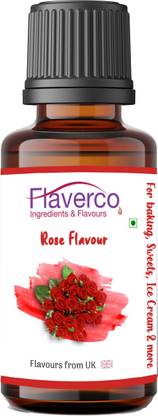 flaverco Rose Flavour for Baking, Sweets, Ice Cream, Syrups & more... Rose Liquid Food Essence
