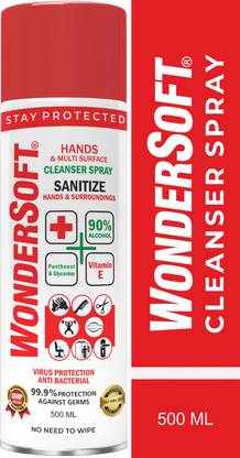 Wondersoft Hands & Multi Surface Sanitizer Spray (With 90% Alcohol) Sanitizer Spray Can
