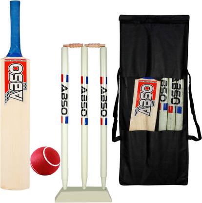 abso Wooden Cricket kit Bat Size 4 For Age Group 9-11 Years (1 Piece Cricket Bat, 3 Piece Wickets,1 Piece Base, 2 Piece Bails, 1 Piece Ball, 1 Piece Kit Bag) Cricket Kit