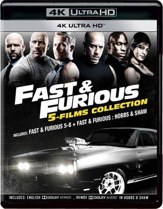 Fast & Furious 5 Movies Collection: Fast Five + Fast & Furious 6 + Furious 7 + The Fate of the Furious + Hobbs & Shaw (4K UHD) (5-Disc Box Set)