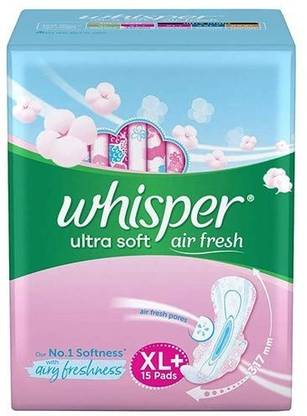 Whisper Ultra Soft Air Fresh XL Plus 15 Count Sanitary Pads Sanitary Pad