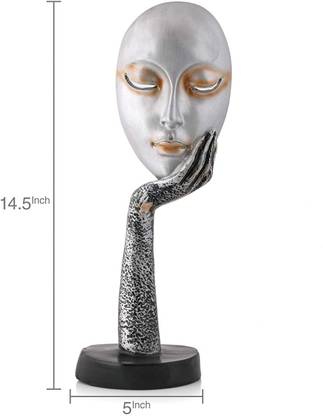 AROHI ENTERPRISES Presents New Lady Face Golden Showpiece, Perfect for Living Room, Entrance of Your Home or Office, Handicraft Antique Decorative Face Showpiece for Home, Room Decor, Table Decoration Decorative Showpiece  -  36.8 cm
