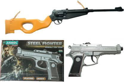 अनमोल टॉयज DIWALI GUN COMBO-MARCOS- ROLL CAP GUN + STEEL FIGHTER HEAVY PLATING ROLL CAP GUN