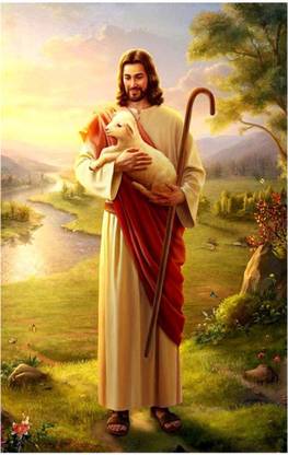 surmul 30.48 cm Jesus with Goat Wall Sticker Christian Religion Jesus Christ for Room House Removable Sticker