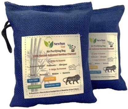 Newsun Room Activated Bamboo Charcoal Air Purifying Bag Natural for Car Rooms Home Pets Shoes Packet Color -Blue. Pack of 2-100gram Humidifier