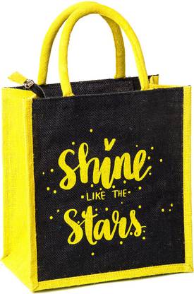 H&B Jute Lunch Bag, Lunch box Bag , Jute Tiffin bags for Men or women - Shine like a star Waterproof Lunch Bag