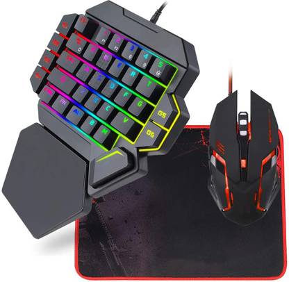 TechGuy4u RGB Wired Gaming Keyboard 35 Keys One-Handed LED Backlit Mechanical Keyboard Macro Definition Combo Combo Set