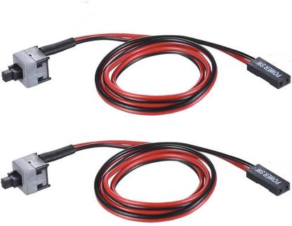 Fexy Power Cord 0.5 m 2 Pack 2 Pin SW PC Case Power Cable on/Off Push Button ATX Computer Switch Wire 45cm