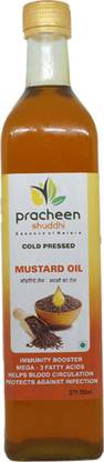 Pracheen Shuddhi 100% Cold Pressed Mustard Oil Glass Bottle