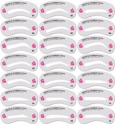 AlexVyan 21 Different Style Reusable Eyebrow Card Stencil Eye Brow Grooming Shaping Template Make Up - Set of 3 Pieces for Women Girl Ladies Eyebrow Stencil