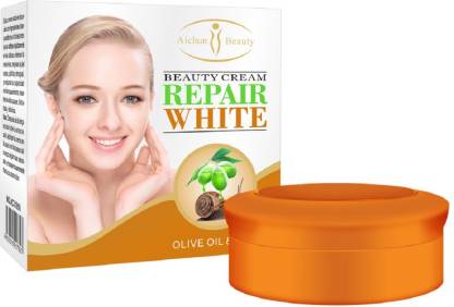 Aichun Beauty Repair White Olive Oil & Snail Pearl Cream Whitening Pearl Face Cream Anti-wrinkle Anti-marks Repair Cream Skin Care (Orange Pack of 2)