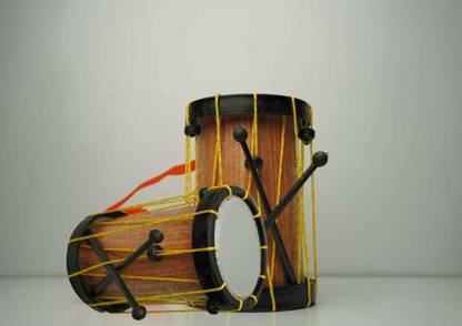 BeUnique Set of 2 Indian Made Kids Drum Musical Toy (Chenda, Dhol) with Sticks and Hanging Thread - Medium Size