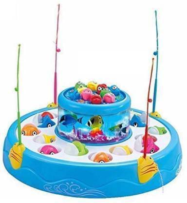 CHOTE BADE Fish Catching Game Big with 26 Fishes and 4 Pods, Includes Music and Lights (Mix Color)