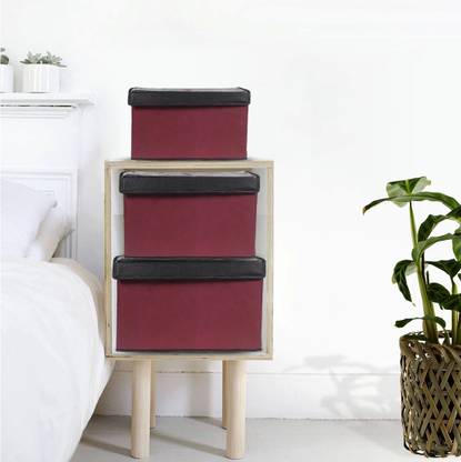 Flipkart SmartBuy Storage box/Toy Organizer/Storage organizer with Transparent Lid Set of 3, Maroon Overhead Storage Shelf