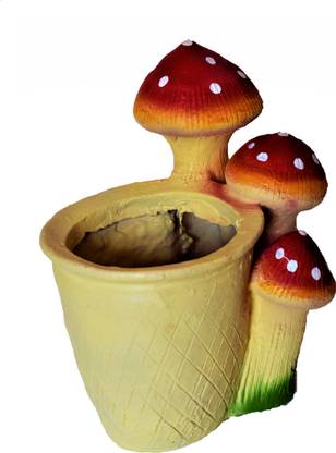 The Craft House cute mushroom pot planter with free pack of flower seed(without plant) Plant Container Set