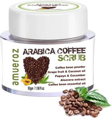 Amueroz Arabica Coffee Scrub for face and body |Deep Cleansing | Glowing skin | Cellulite | Ageing Skin | Tan removal Scrub | Fruit Extracts Caffeinated Face  Scrub