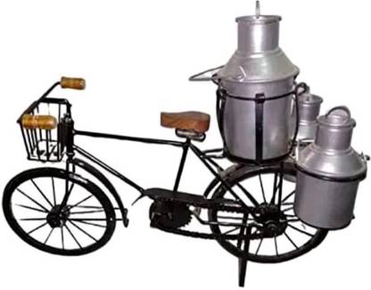 ASLAM WOOD CARVING Milk man's bicycle Decorative Showpiece  -  20 cm