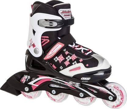 Rollerblade PHASER FLASH G BLACK/PINK Mando Size 20.5 ( Uk size 13 Junior to 3 Senior ) For Kids, Adjustale for 3 size or size gear inline skating boot In-line Skates - Size 3 UK