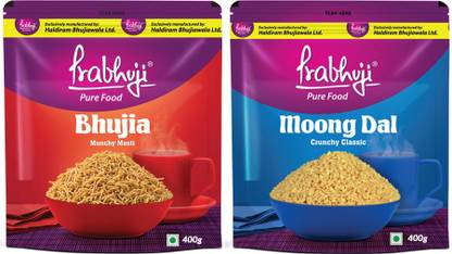 PRABHUJI PURE FOOD HALDIRAM BHUJIAWALA BHUJIA 400G + MOONG DAL 400g
