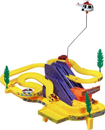 Doodleskool Track Racer Racing Car Set with Helicopter , track racer , battery operated track racer , Track racer racing car set with helicopter