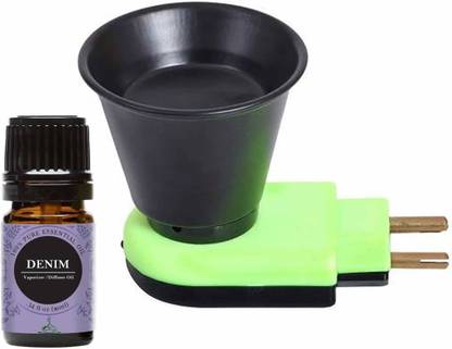 CraftQua Denim Aroma Oil Diffuser Set, Aroma Oil Stainless Steel Aroma Oil Diffuser/Kapoor Dani/ Camphor Burner / Essential Oil Burner for Positive Energy and Ambiance with Denim Aroma Oil 10ml