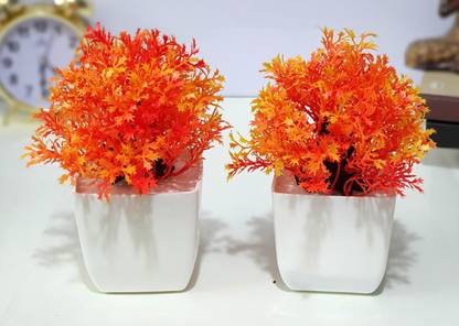 Litleo Set of 2 Table top Bonsai for home office decoration gift Bonsai Artificial Plant  with Pot