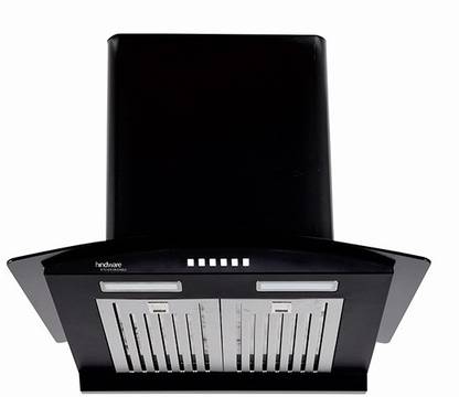 Hindware VICTORIA 60 Cm wall mounted chimney for kitchen, Auto Clean Black Hood 1100 M3/Hr With Free Installation kit (SS Baffle Filter, PUSH BUTTON, Lifetime Warranty) Auto Clean Wall Mounted S.S 1100 CMH Chimney
