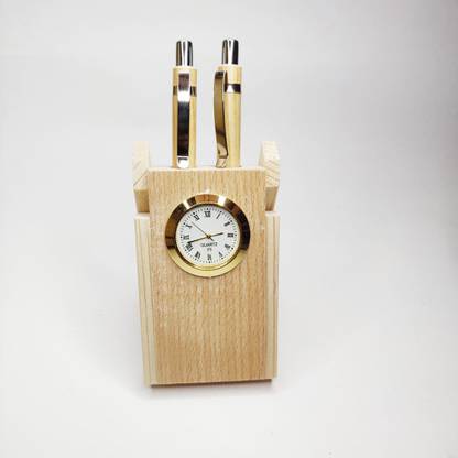 PROGIFT 2 Compartments Wooden Pen stand