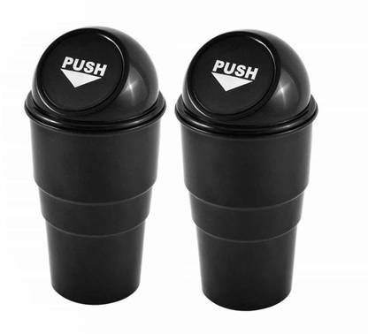 OXQFYBK Plastic Press-Top Car Dustbin/Mini Car Trash Bin/Storage Bucket/BLACK/PACK OF 2 Car Trash Bin Bag