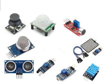 Super Debug Mini Sensor Kit 9 in 1 with PIR, Ultrasonic Sensor, IR Sensor, LDR, Rain Sensor, Sound Sensor, MQ-2 Gas Sensor, DHT 11, Joystick Module Electronic Components Electronic Hobby Kit
