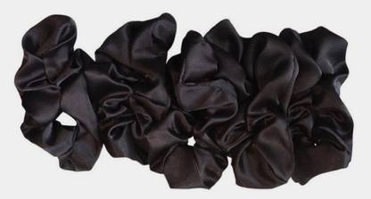 IBDA Prom Black Set of Scrunchies. Hair Ties, Handmade,Head Accessories (Adjustable Size) Pack of 05. Rubber Band