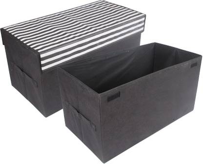Flipkart SmartBuy Storage box/Toy Organizer/Storage organizer with Lid, Large, Black Overhead Storage Shelf