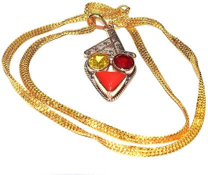 RUDRA DIVINE Sagittarius Zodiac semi Precious Gemstone Fortune Lucky Pendant Multicolor semi Precious Gemstone Prosperity Pendant for Dhanu Rashi Stone, Brass Pendant