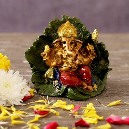 TIED RIBBONS Lord Ganesha Idol Statue God Murti for Home Table Top Decor Decorative Showpiece – 9 cm  (Polyresin, Multicolor) at Rs. 49