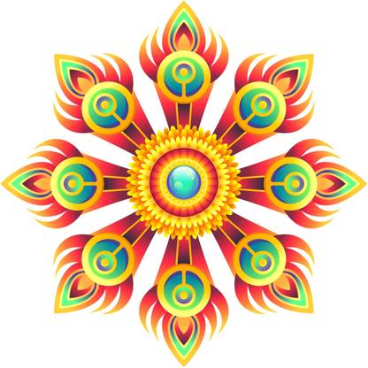 Delight Decor 43 cm Round Flower Rangoli Floor Sticker Self Adhesive Sticker