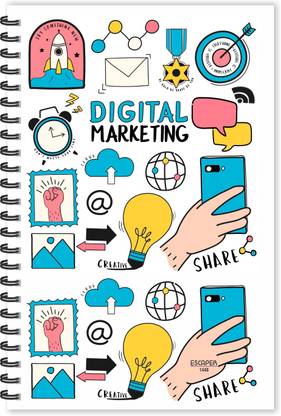 ESCAPER Digital Marketing Doodle Diary (Ruled - A5 Size - 8.5 x 5.5 inches), Business Doodle Diary, Digital Marketing Diary, Startup Diary A5 Diary Ruled 160 Pages