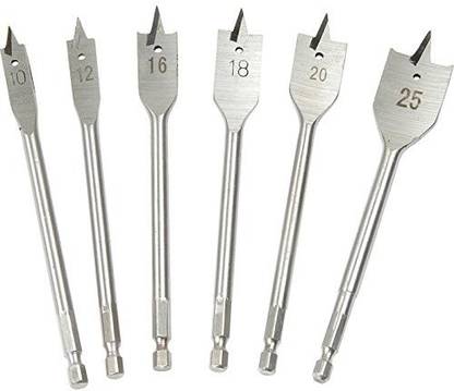 evone Quality Flat Wood Drill bit set 10mm 12mm 16mm 18mm 20mm 25mm (pack of 6 )