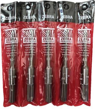 Zebra Premium Tools Z-6110 SDS Plus 6*110MM Hammer Drill Bits (Set of 5)