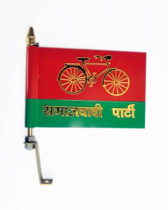 H.M samajwadi party car flag with rod sp party Rectangle Car Window Flag