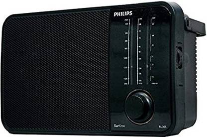 Philips Radio RL205/94 with MW/SW/FM Bands, 450mW RMS soundoutput, LED Torch,Glowing Knob & Headphone Socket