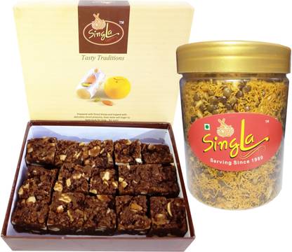 Singla Dodha Burfi Sweet 400g , Dal Biji Namkeen 200g Combo Pack of 2, (400g+200g, 600 gram ) Combo