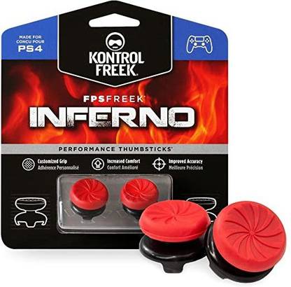 KontrolFreek INFERNO Thumb Grips Thumbstick for PS4 CONTROLLER Gaming Accessory Kit (Red, For PS4)  Gaming Accessory Kit